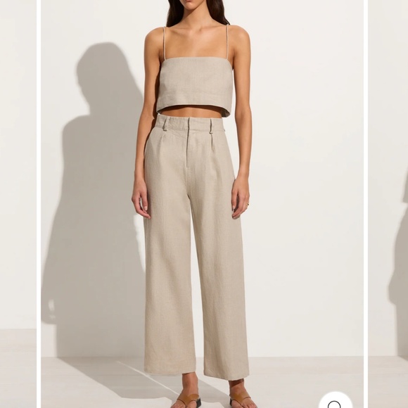 FAITHFULL THE BRAND NEW Ida Linen Wide Leg Pants Natural 6 M - Picture 3 of 10